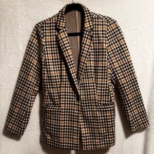 LOFT Plaid Blazer in Black and Tan